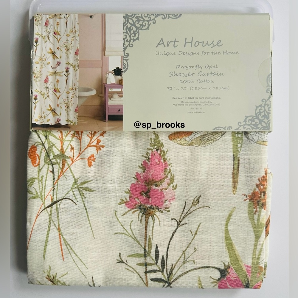 🎁Art House Shower Curtain -Dragonfly Opal Shower Curtain - 100% Cotton - 72”x72”